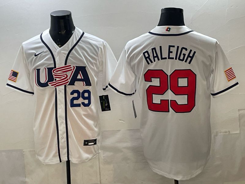 Men 2026 World Cub USA #29 Raleigh White Game Nike MLB Jersey style 002